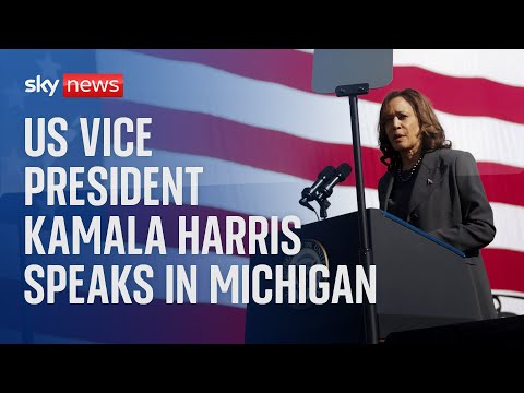 US Vice President Kamala Harris speaks in Michigan