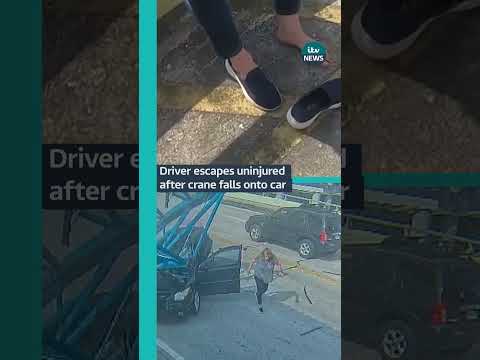 Police have released a video of a crane falling on a car in Florida  #itvnews #florida