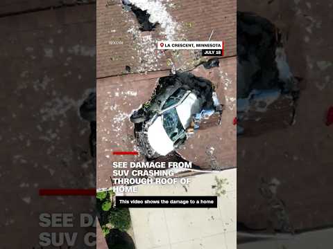 See damage from SUV crashing through roof of home
