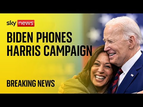 President Biden surprises Harris campaign staff with phone call