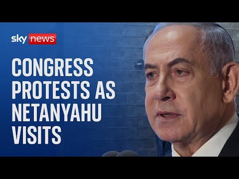 Protests outside Congress ahead of Israeli Prime Minister Netanyahu’s address