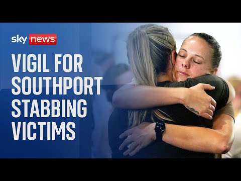 Southport stabbings: Emotional scenes as vigil is held for victims