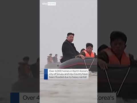 Kim Jong Un visits flooded areas in a boat