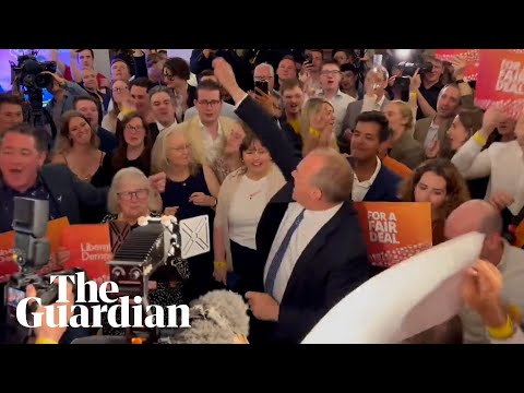 Ed Davey sings Sweet Caroline as Lib Dems celebrate historic election