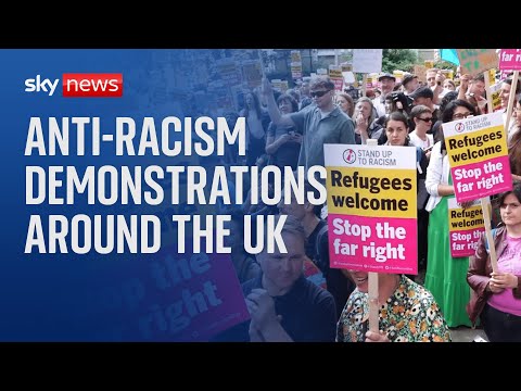 Anti-racism demonstrations take place around the UK