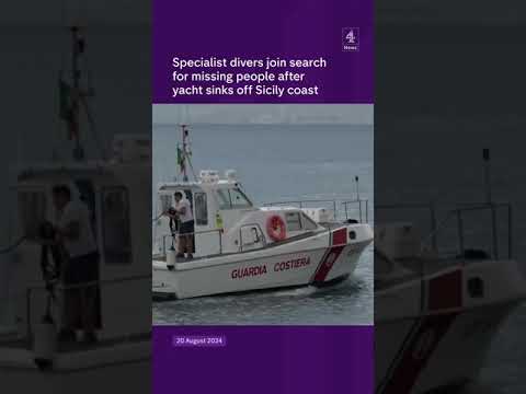 Specialist divers join searchfor missing people after yacht sinks off Sicily coast
