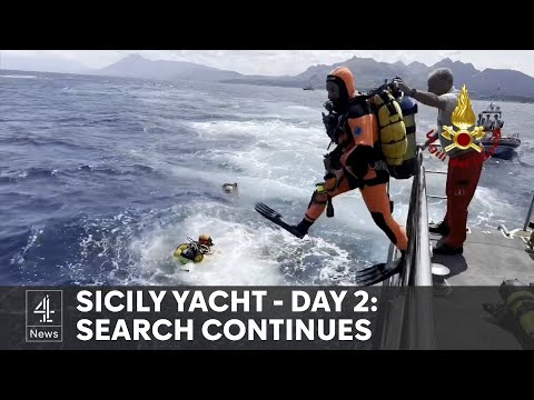 Sicily yacht – Day 2: divers struggle in search for missing people