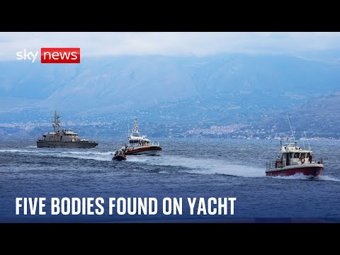Superyacht sinks: Five bodies found inside sunken yacht off Sicily
