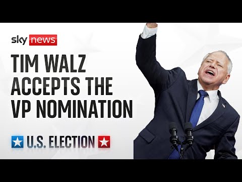 Democratic VP nominee Tim Walz delivers the headline address on day three of the DNC