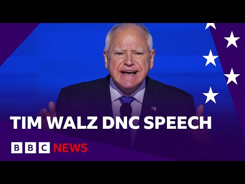 DNC 2024: Tim Walz rallies Democrats at raucous convention | BBC News