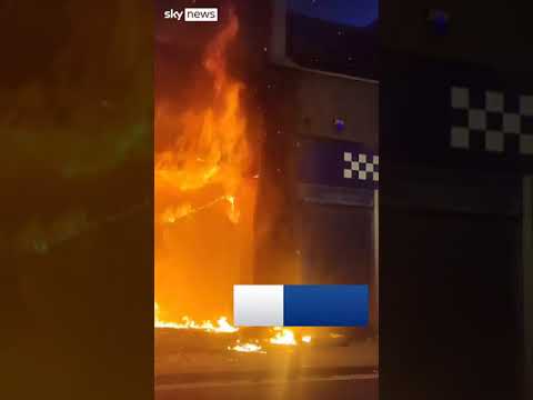 Sunderland police station on fire amid riots