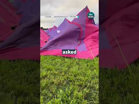 Leeds Festival urges campers to stay inside cars as tents sent flying #itvnews #weather
