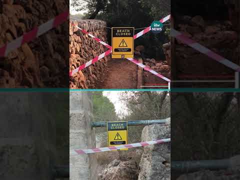 ‘Beach closed’ signs appear at popular tourist spot in Mallorca #itvnews #shorts #mallorca
