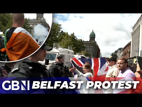 Belfast: Anti-immigration protesters fly Tricolour and Union Jack together – Never seen in my life!