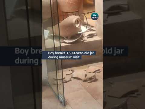Oops! A boy accidentally smashed a jar on a visit to a museum in Israel  #itvnews