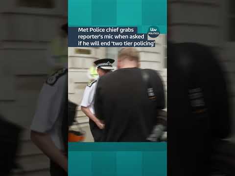 UK’s top officer throws reporter’s mic to ground when asked about ‘two-tier policing’ #shorts