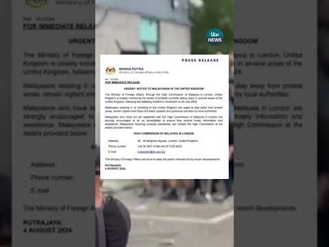 Riots have prompted at least four countries to issue warnings for travel in the UK #itvnews