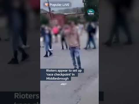 Rioters appear to set up ‘race checkpoint’ in Middlesbrough #itvnews