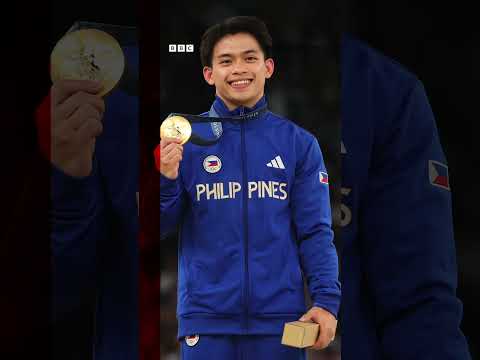 How did Filipino gymnast Carlos win a lifetime supply of ramen? #Paris 2024 #BBCNews