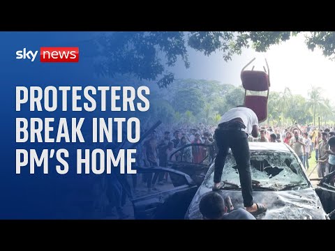 Bangladesh protesters storm prime minister’s residence after her resignation