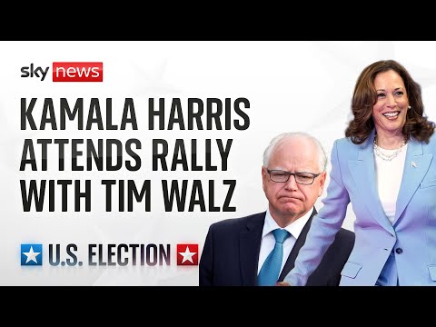 Watch live: Kamala Harris attends campaign rally with Tim Walz