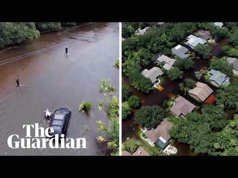 Drone footage shows rescue of Florida resident stranded by Storm Debby