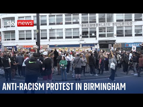 ‘Racists are not welcome in Birmingham’: Crowd gathers for anti-racism protest