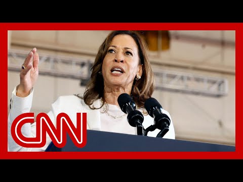 See Harris’ reaction to hecklers interrupting her speech