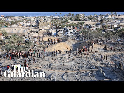 Deadly strike on Khan Younis safe zone leaves massive crater in tent camp