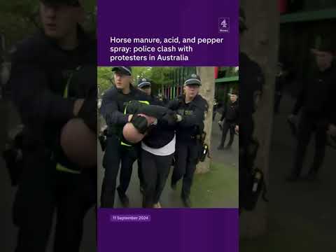 Horse manure, acid, and pepper spray: police clash with protesters in Australia
