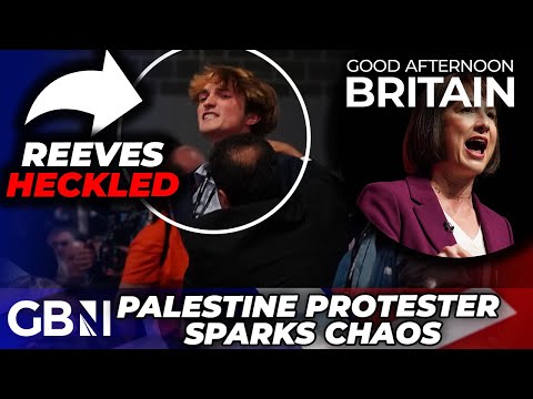 WATCH: Shocking moment Gaza protester HECKLES Rachel Reeves before being DRAGGED away by security