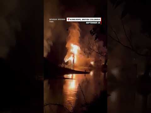 Burning bridge collapses in Canada