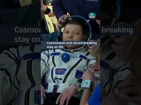 Oleg Kononenko and Nikolai Chub have returned after 374 days aboard the space station #itvnews