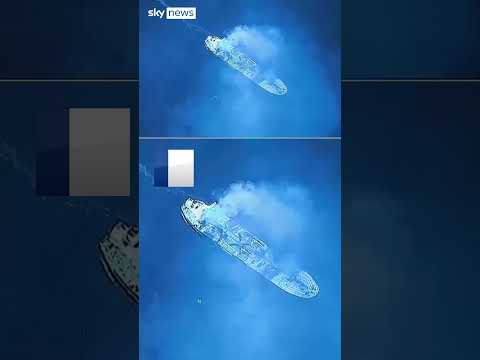 New drone footage of burning tanker