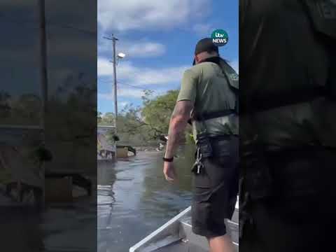 A teenager has been rescued from floating debris in Tampa, Florida following Hurricane Milton