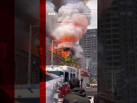 Chile’s first Catholic church destroyed in fire. #Catholic #Church #Chile #BBCNews