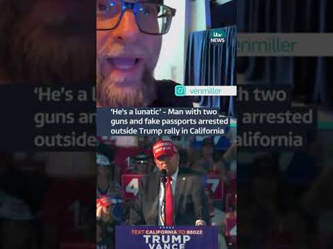 Man with two guns and fake passports arrested outside Trump rally in California | ITV News