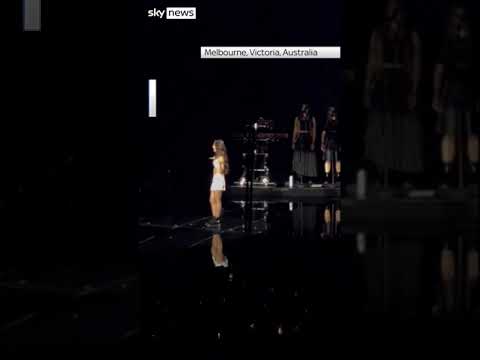 Moment Olivia Rodrigo falls through hole in stage