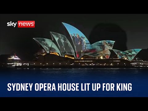 Sydney Opera House lights up for King and Queen’s arrival in Australia