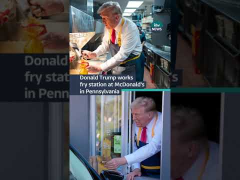 Donald Trump got behind the grill and served customers at a McDonald’s  #itvnews #donaldtrump