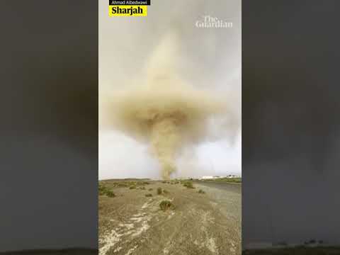Dust tornado towers over road in United Arab Emirates