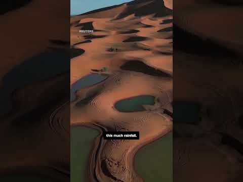 New drone footage reveals rare flooding in Sahara