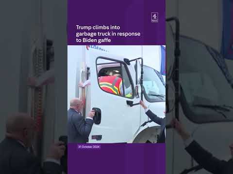 Trump climbs into garbage truck in response to Biden gaffe