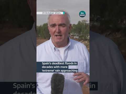 Spain’s deadliest floods in decades with more ‘extreme’ rain approaching #itvnews #shorts