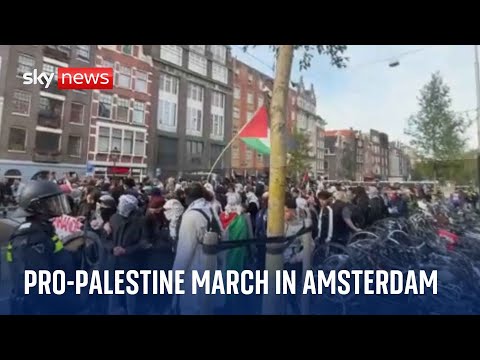 Watch live from Amsterdam where pro-Palestinian group marches on anniversary of October 7
