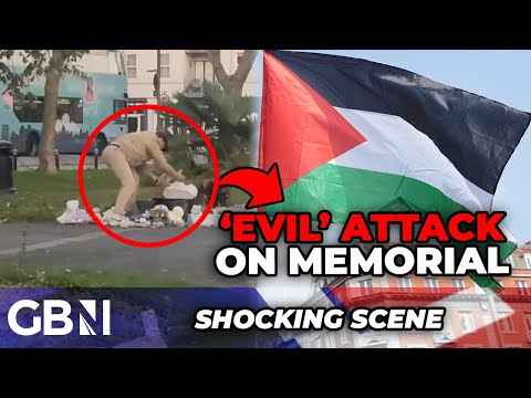 WATCH: Memorial destroyed by ‘EVIL’ attacker as Brits SCORN pro-Palestine MOB and Starmer vows peace