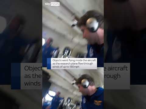 Inside a plane flying through Hurricane Milton