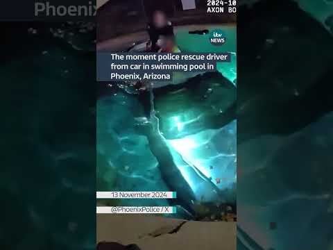 Police rescue driver from car in swimming pool in Phoenix, Arizona