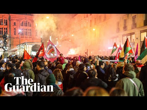 Pro-Palestine demonstrators march in Paris before France-Israel game