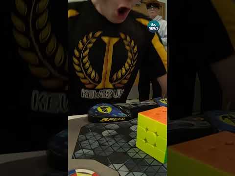 Teen beats UK record by solving Rubik’s cube in 3.69 seconds #itvnews #shorts